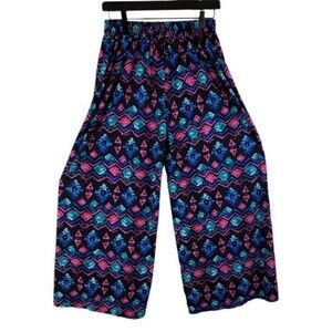 Lili Pink Wide Leg Pants Womens One Size Multicolor Lightweight Flared Pants